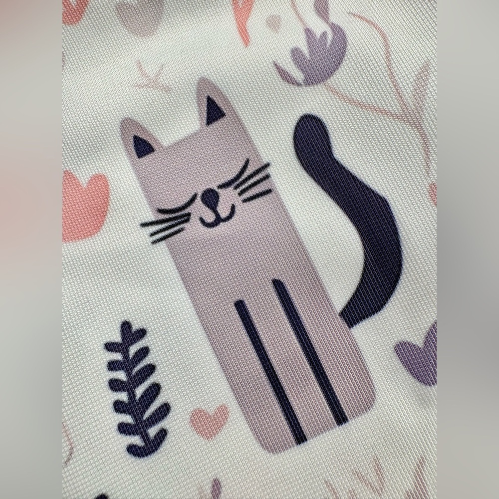 New Pink & Purple Cats Shopping Bag Purse Tote w/ Fuzzy Paw Charm - 16” - Picture 4 of 9